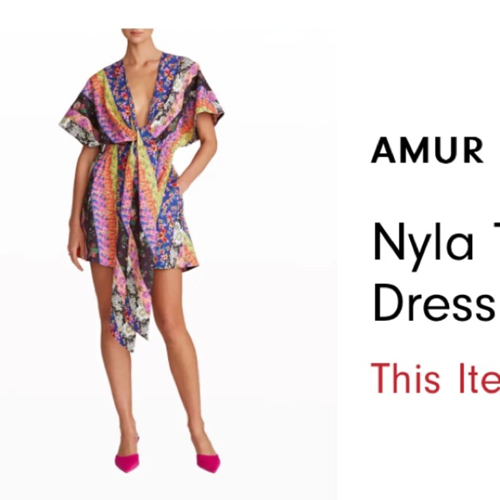 AMUR Nyla Tie-Front Poplin Dress - Multicolor